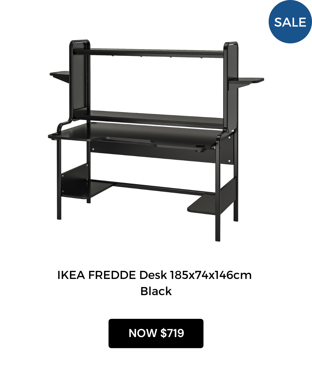 IKEA FREDDE Gaming Desk 140/185x74x146cm, Black